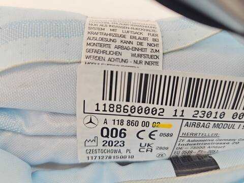 Foto 4ª: Airbag Cortina Delantero Izquierdo Mercedes Clase CLA 200 1.3 GASOLINA M282.914 C118 118.387) [282914] (2023)