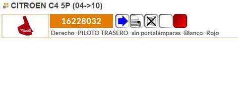 Foto 2ª: Piloto Trasero Derecho Citroen C4 BERLINA