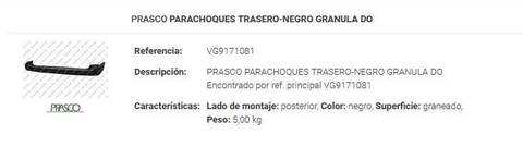 Foto 2ª: Paragolpes Trasero Volkswagen Transporter D 85CV 63KW T5 7E)