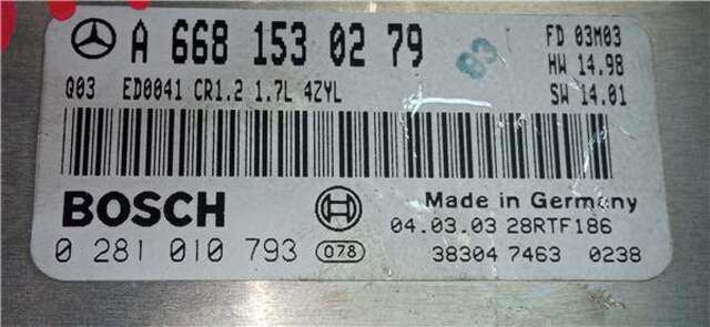 Foto 1ª: Centralita Motor ECU Mercedes Clase A 140 1.7 170 CDI (168.008) [1.7 LTR. - 66 KW CDI DIESEL CAT] [OM 668.940]
