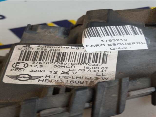 Foto 2ª: Faro Izquierdo Mini Mini 1.6 HDI 109CV 0CV [9HZ] (2007)