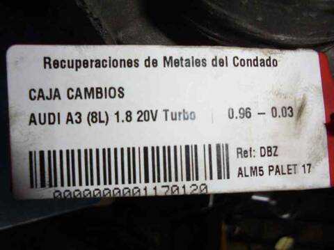 Foto 3ª: Caja Cambios Audi A3 1.8 20V TURBO 150CV 110KW (1996)