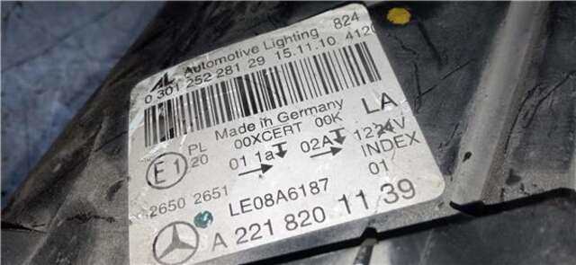 Foto 2ª: Faro Izquierdo Mercedes Clase S 220 5.5 S 500 (221.071) [5.5 LTR. - 285 KW V8 CAT] [M 273.961]