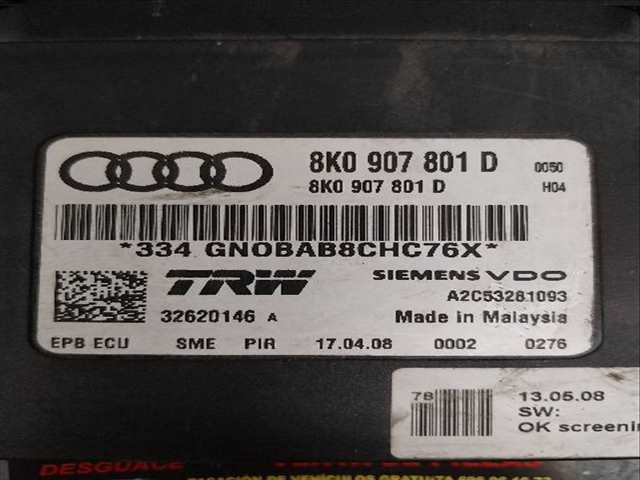 Foto 2ª: Centralita Control Freno Electrico Audi A4 2.0 D [D CAG] (2008)