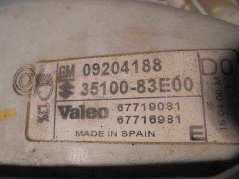 Foto 3ª: Faro Derecho Opel Agila 1.2 16V CAT Z 12 XE - LW4) 75CV 55KW [Z12XE] (2000)