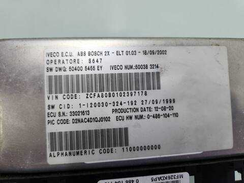 Foto 3ª: Centralita Motor ECU Iveco Eurocargo CHASIS MODELO 80 EL 15) TRAFICO URBANO 150CV 110KW [F4AE0481C] (2003)