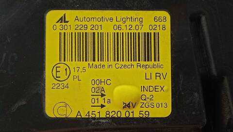 Foto 3ª: Faro Izquierdo Smart Fortwo 1.0 453.342 453.343) COUPE 71CV 52KW [M 132.910] (2008)