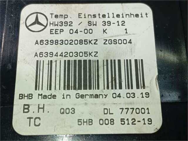 Mando Climatizador Mercedes Viano 3.0 CDI ACTIVITY EXTRALANG (639.815) [3.0 LTR. - 150 KW CDI]
