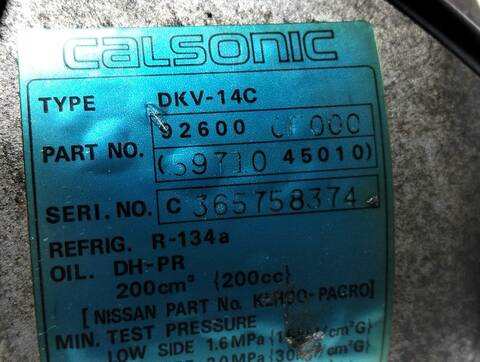 Foto 2ª: Compresor Aire Acondicionado Nissan Terrano 2.7 TD 125CV (1993)