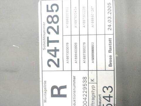 Foto 2ª: Elevalunas Manual Trasero Derecho Mercedes Clase A 140 A 180 CDI 169.007 169.307) (2004)