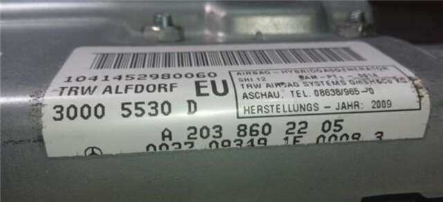 Airbag Lateral Delantero Derecho Mercedes Clase C 160 2.2 220 CDI (203.006) [2.2 LTR. - 105 KW CDI CAT]