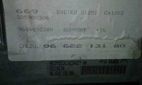 Foto 2ª: Centralita Motor ECU Peugeot 307 1.6 HDI FAP CAT 9HZ - DV6TED4) BERLINA 109CV 80KW [9HY] (2007)