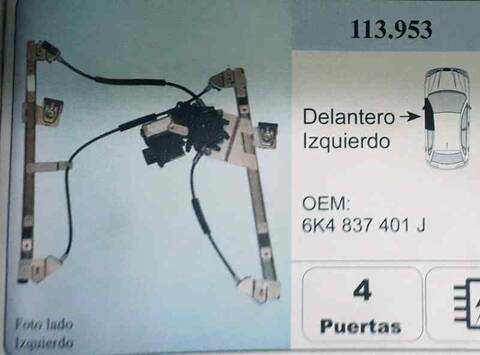Elevalunas Eléctrico Delantero Izquierdo Seat Ibiza 1.9 TDI 110CV 81KW