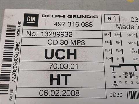 Foto 3ª: Sistema Audio Radio CD Opel Zafira 1.6 COSMO 116CV 85KW [D-Z17DTR] (2009)