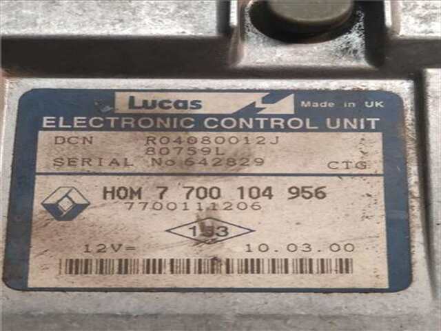 Foto 2ª: Centralita Motor ECU Renault Kangoo D 65 1.9 (KC0E. KC02. KC0J. KC0N) [F8Q 632]