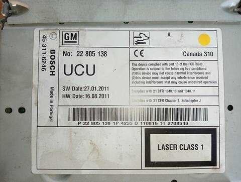 Foto 3ª: Sistema Audio Radio CD Opel Insignia COSMO 2 16V CDTI 160CV (2008)