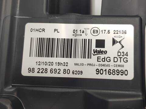 Foto 3ª: Faro Derecho DS 3 1.2 12V PURETECH 131CV [DV4C] (2018)