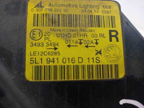 Foto 3ª: Faro Derecho Skoda Yeti ACTIVE 105CV [CBZB] (2009)