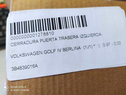 Cerradura Puerta Trasera Izquierda Volkswagen Golf BERLINA 90CV 66KW