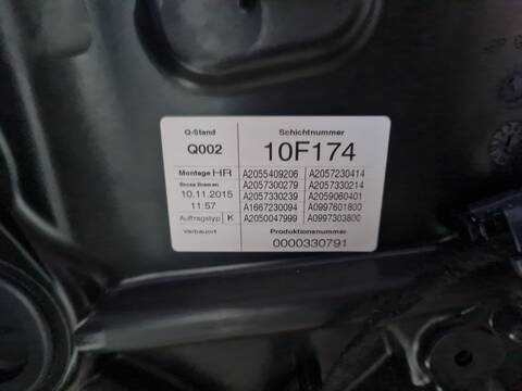 Foto 2ª: Elevalunas Manual Trasero Derecho Mercedes Clase C 160 C 350 T E 205.247) 279CV FAMILIAR [274920] (2015)
