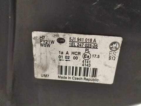 Foto 3ª: Faro Derecho Skoda Fabia GREENLINE 80CV 59KW [BNV] (2009)