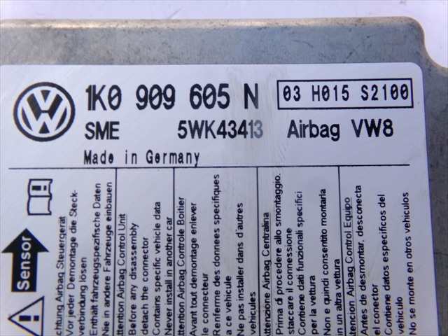 Foto 3ª: Centralita Airbag Volkswagen Golf 2.0 TDI MODELO PLUS,2004-2009 [BKD] (2005)