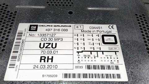 Foto 2ª: Sistema Audio Radio CD Opel Corsa 1.2 CAT A 12 XER - LDC) 86CV 63KW [A12XER] (2011)