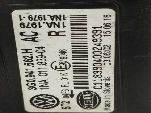 Foto 3ª: Faro Antiniebla Delantero Derecho Volkswagen Passat ADVANCE BMT 120CV 88KW (2014)