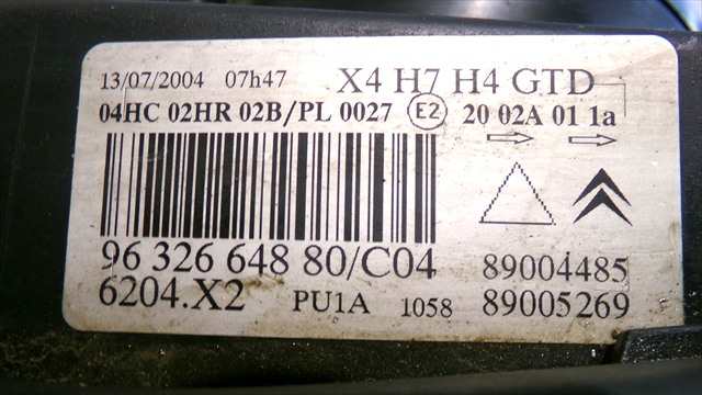 Foto 4ª: Faro Izquierdo Citroen C5 2.0 HDI 2001-2004 [RHZ] (2004)