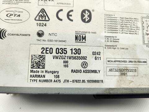 Foto 3ª: Sistema Audio Radio CD Volkswagen Crafter 35 FURGON BM TA RWD 140CV 103KW [DAUA] (2019)