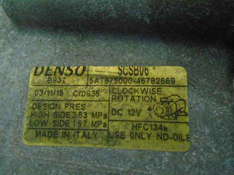 Foto 3ª: Compresor Aire Acondicionado Fiat Punto 1.2 8V ACTIVE BERLINA 60CV 44KW [188A4000] (2004)