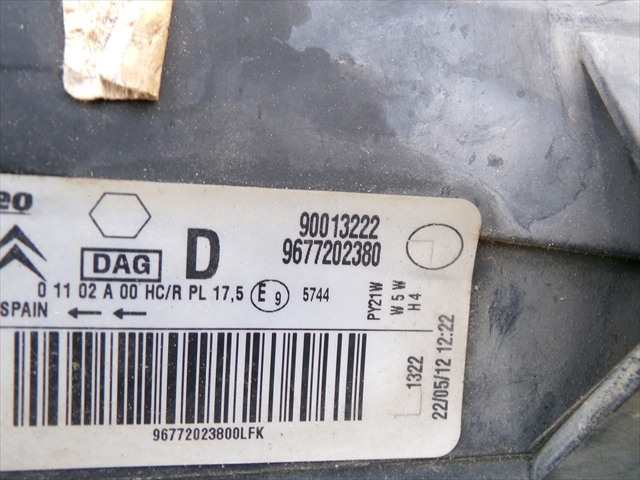 Foto 2ª: Faro Derecho Peugeot Partner 1.6 HDI 2008-2015 [9H06] (2012)