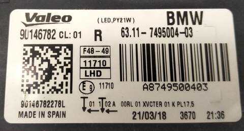 Foto 3ª: Faro Derecho Bmw X1 SDRIVE 18D 150CV [B47C20B] (2015)