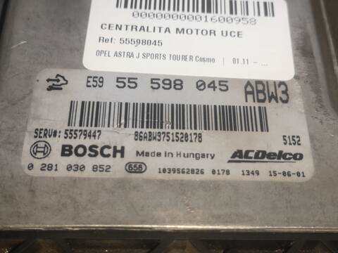 Foto 2ª: Centralita Motor ECU Opel Astra A20DTH (2016)