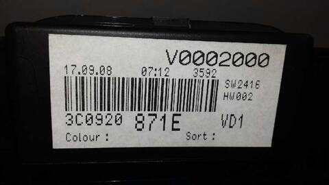 Foto 3ª: Cuadro de Instrumentos Volkswagen Passat ADVANCE 4MOTION 140CV 103KW [CBA] (2008)