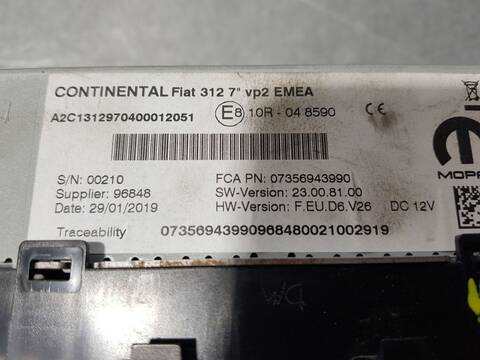 Foto 3ª: Sistema Audio Radio CD Fiat 500 0.9 CAT 150) (2007)