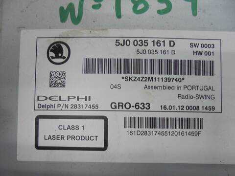Foto 3ª: Sistema Audio Radio CD Skoda Fabia ACTIVE 60CV 44KW [CGP] (2012)