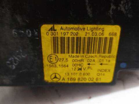 Foto 3ª: Faro Derecho Mercedes Clase A 140 A 200 CDI 169.008) 140CV [OM640941] (2004)