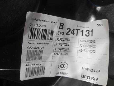 Foto 2ª: Elevalunas Manual Trasero Derecho Mercedes Clase B 150 B180 136CV 100KW [282914] (2020)