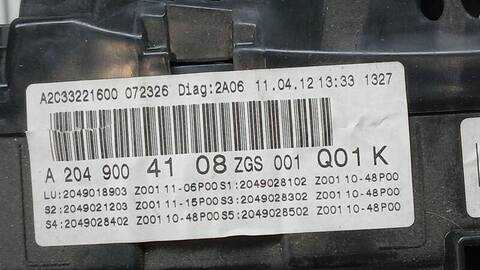 Foto 3ª: Cuadro de Instrumentos Mercedes Clase C 160 C 200 CDI BLUEEFFICIENCY 204.001) 136CV 100KW [651913] (2012)