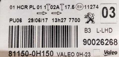 Foto 3ª: Faro Izquierdo Peugeot 108 ALLURE 1 VTI 69CV (2014)