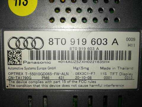 Foto 2ª: Pantalla Multifuncion Audi A5 CGKA COUPE (2009)