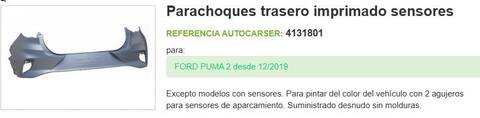 Foto 2ª: Paragolpes Trasero Ford Puma 1.0 ECOBOOST 125CV 92KW