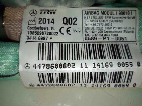 Foto 3ª: Airbag Cortina Delantero Izquierdo Mercedes Clase V 200 2.1 CDI CAT 190CV 140KW (2014)