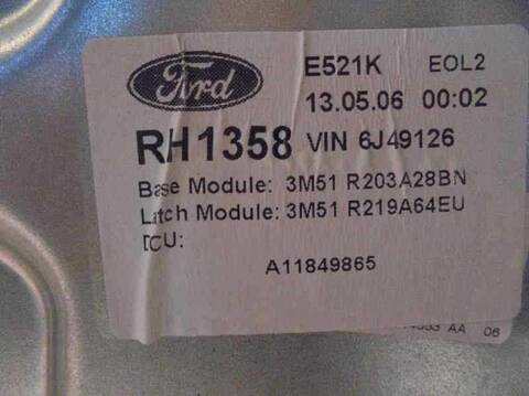Foto 3ª: Elevalunas Eléctrico Delantero Derecho Ford C Max AMBIENTE D) 90CV 66KW FOCUS CAP) [HHDA] (2006)