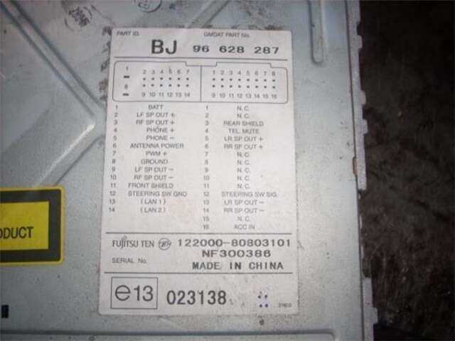 Foto 3ª: Sistema Audio Radio CD Chevrolet Epica 2.0 LTX [2.0 LTR. - 110 KW DIESEL CAT] [Z 20 S]