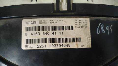 Foto 2ª: Cuadro de Instrumentos Mercedes Clase ML 270 CDI 163.113) W163) [612963] (2001)
